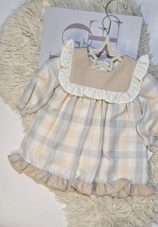 Blue Beige Plaid Dress