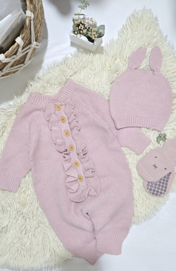 pink baby wool overall