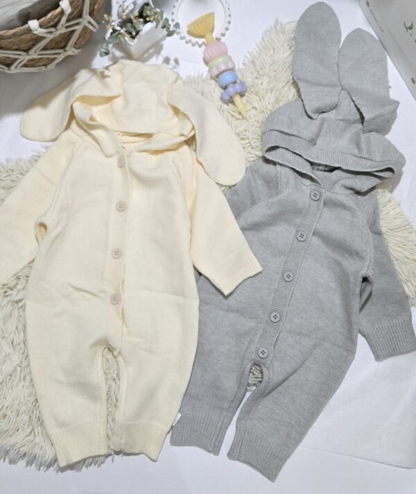 Baby knitted bunny overall