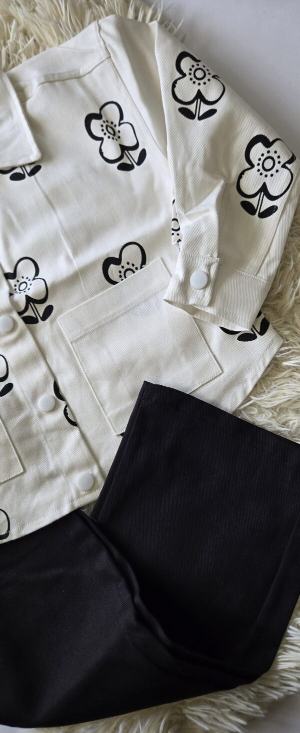 Black and white denim set