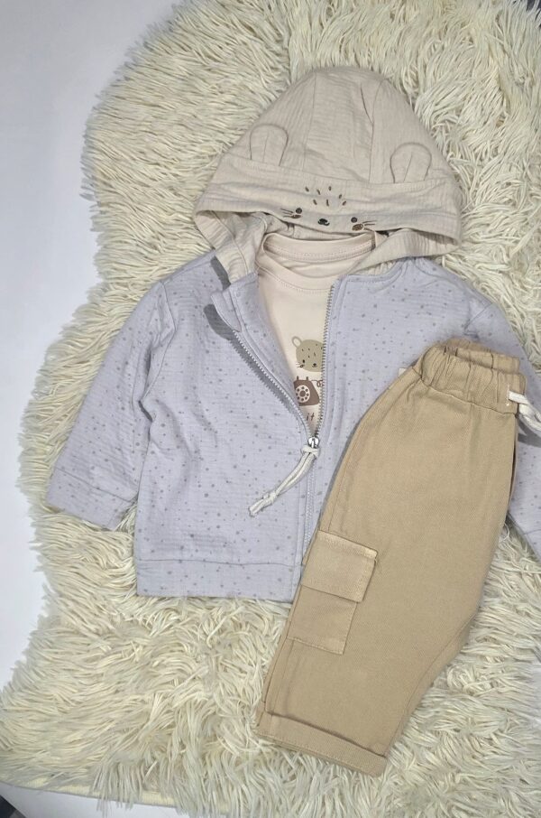 Beige and blue 3 pieces set