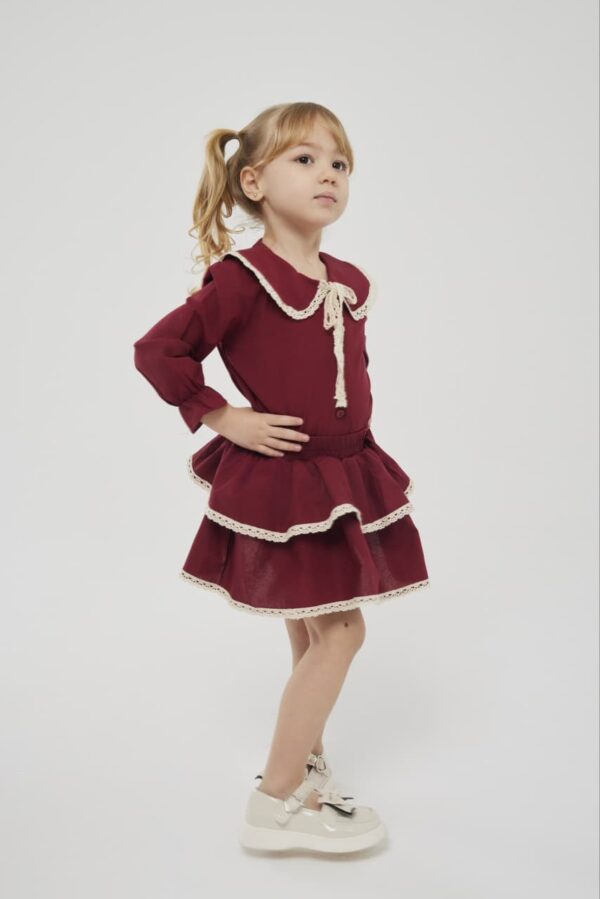 burgundy skirt set